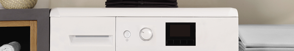 White dryer controls, two knobs and a digital read out